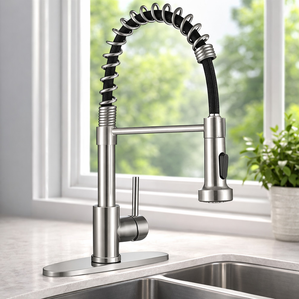 Treptase Kitchen Sink Faucets, Kitchen faucets with Pull Down Sprayer
