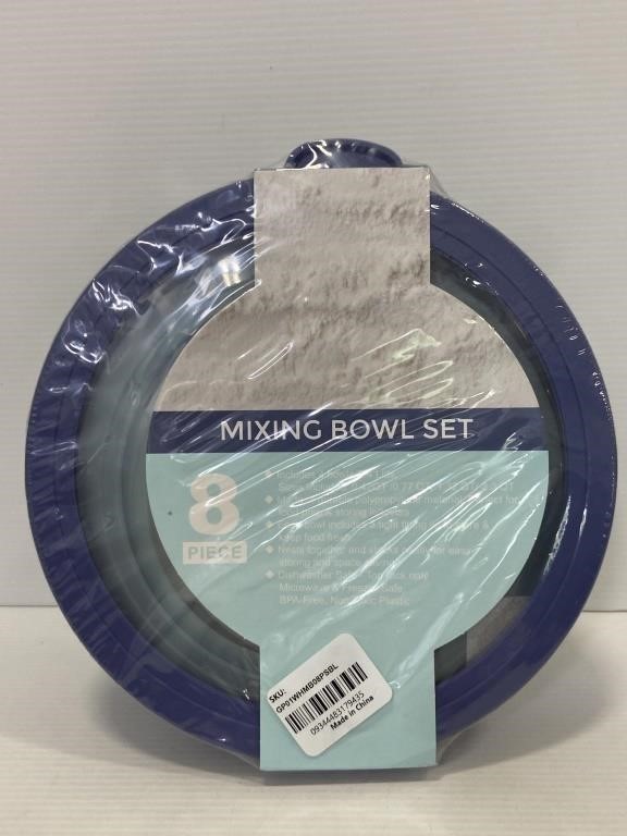 8pc Prep Mixing Bowls with Lids Wide Deep Nesting Plastic Small Kitchen Bowl Set