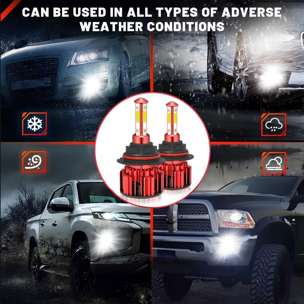 2x 9007/HB5 LED Headlight Bulbs Kit 6500K White High Low Beam Light Super Bright