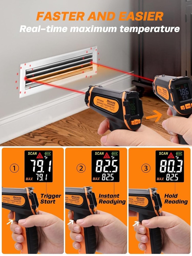 Advanced Digital Temperature Gun with High/Low Limit Settings - Battery Included