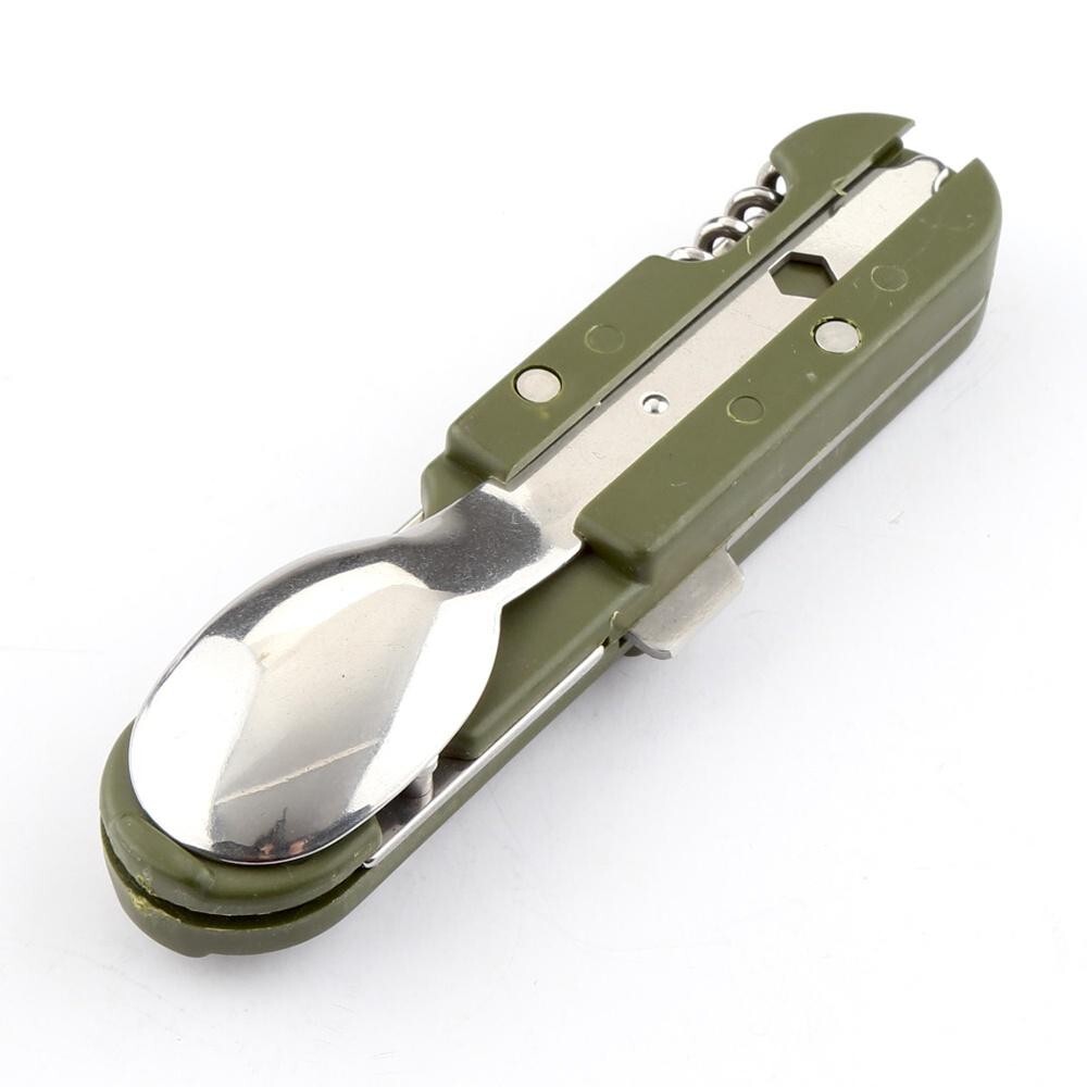 Multipurpose Outdoor Tools Spoon And Fork Set Can Opener With Bag