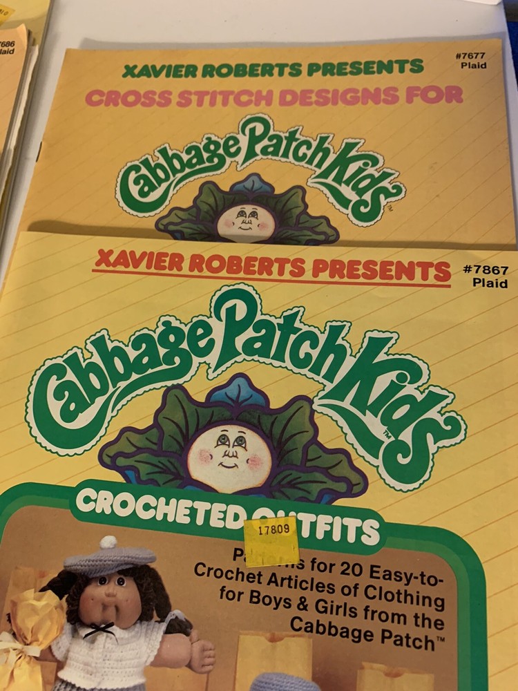 Xavier Roberts 80s Little Cabbage Patch Plaid Pattern Book & Misc 7 Total