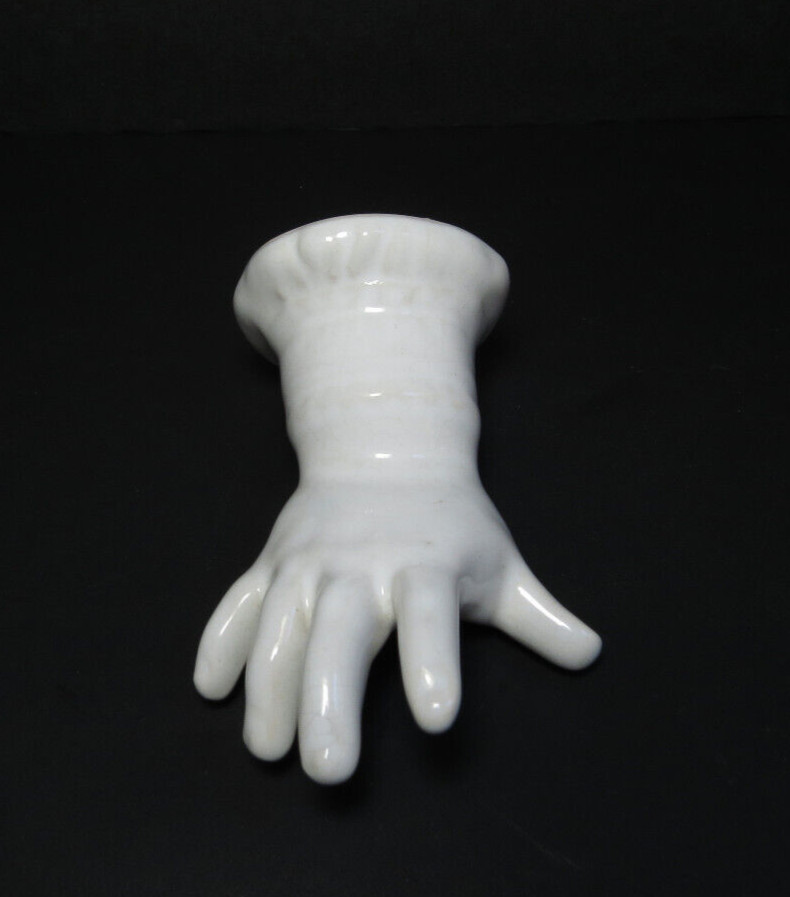 Hat Pin Holder White Porcelain Figural Hand