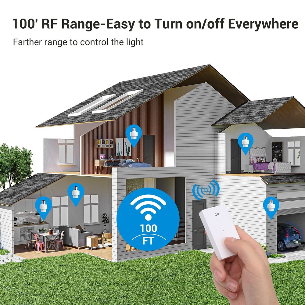 DEWENWILS Remote Control Light Socket, Mounted Wireless Light Switch 100FT Range