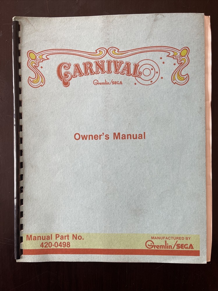 Sega’s Carnival Arcade Owners Manual