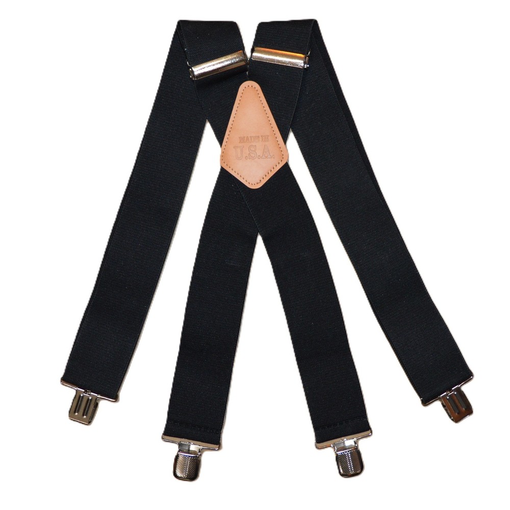 Brimarc Suspender Factory Plain Black Heavy Duty Work Braces - 2" width