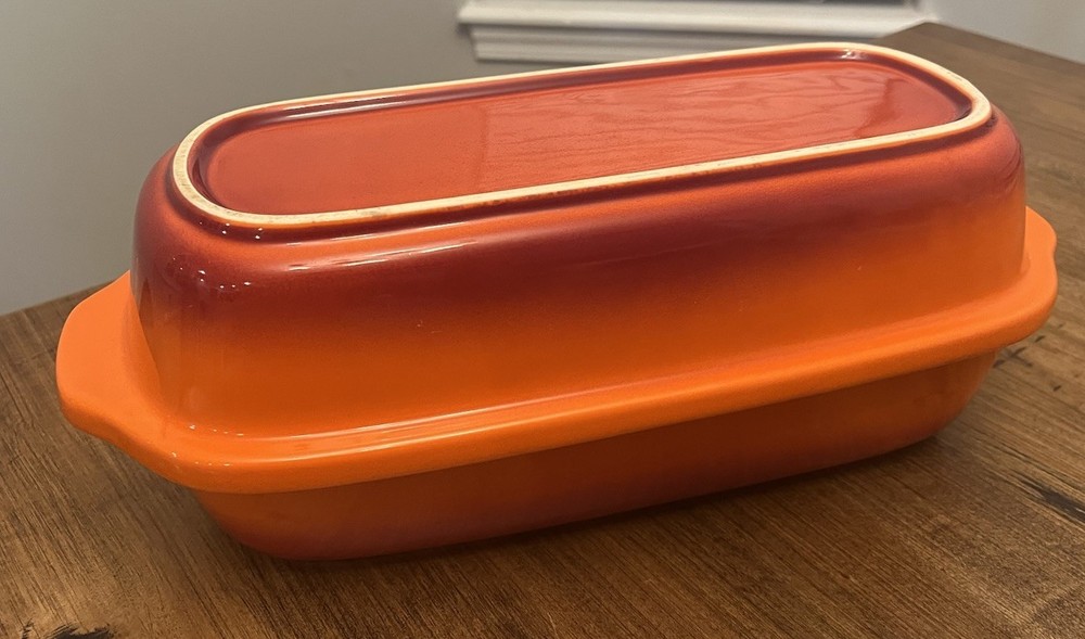 Hells Kitchen Artisan Bread Baker Gordon Ramsey 2.3 Quart Red Orange Stoneware