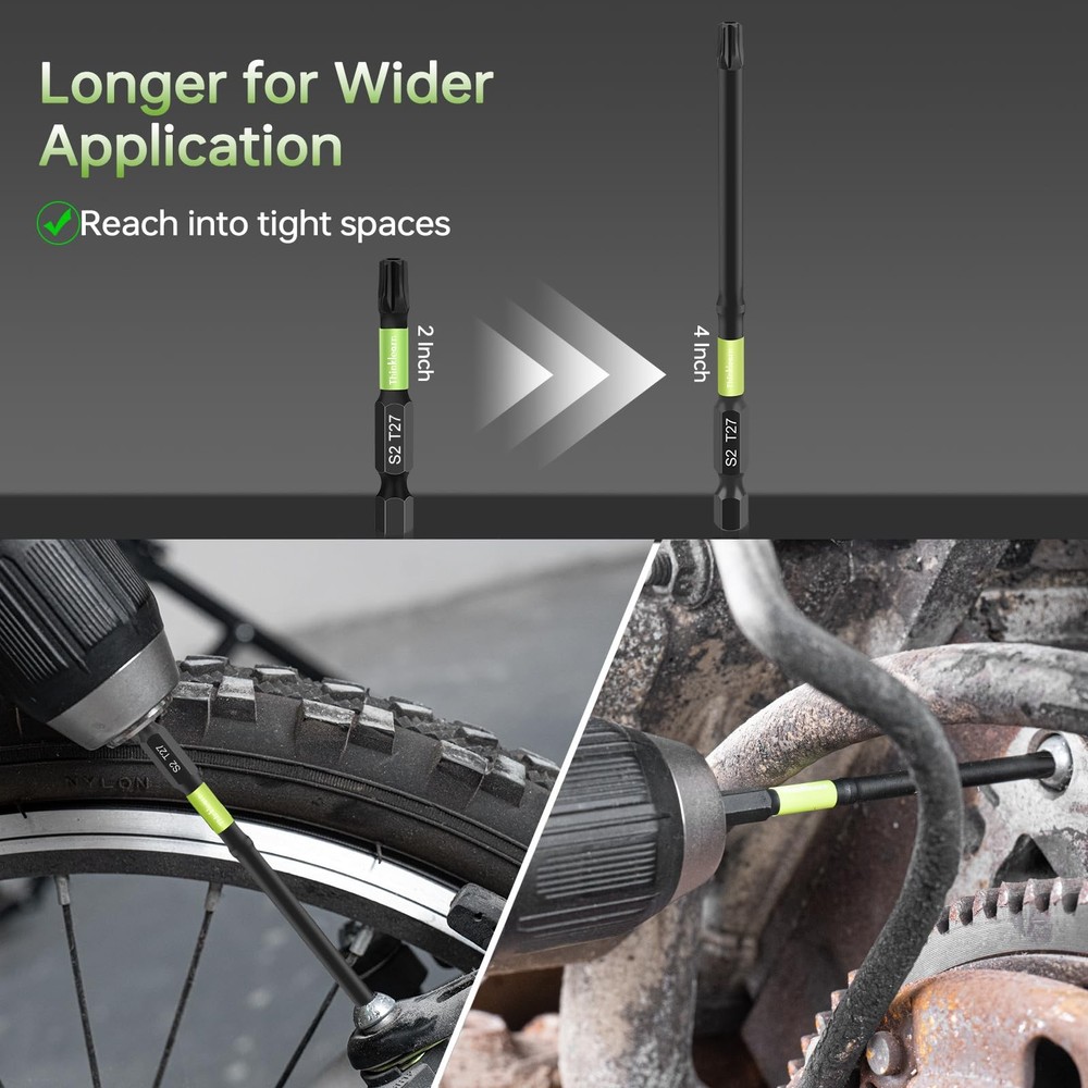 THINKLEARN Impact Torx Bit Set, 20 PCS 4" Security Bits, Orange+green