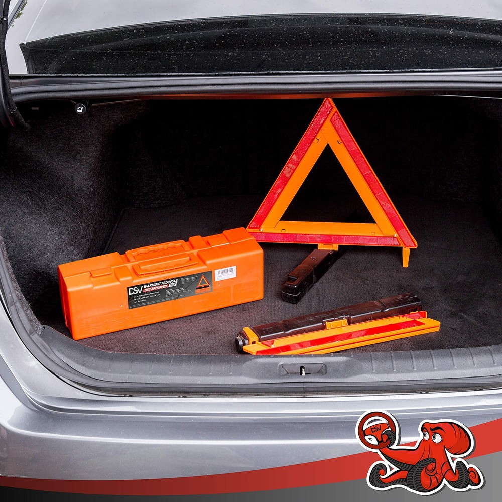 DSV Standard Warning Triangles, Safety Triangles DOT Approved, Plastic, Large