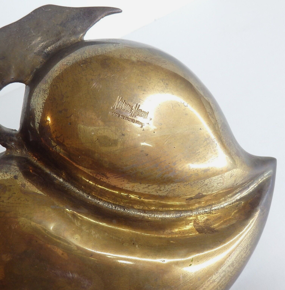 Neiman Marcus Solid Brass Chinese Peach Trinket Candy Dish Bowl EUC