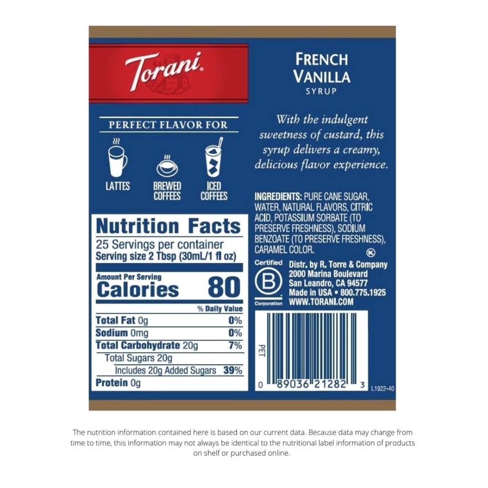 Authentic French Vanilla Flavored Syrup Quartet