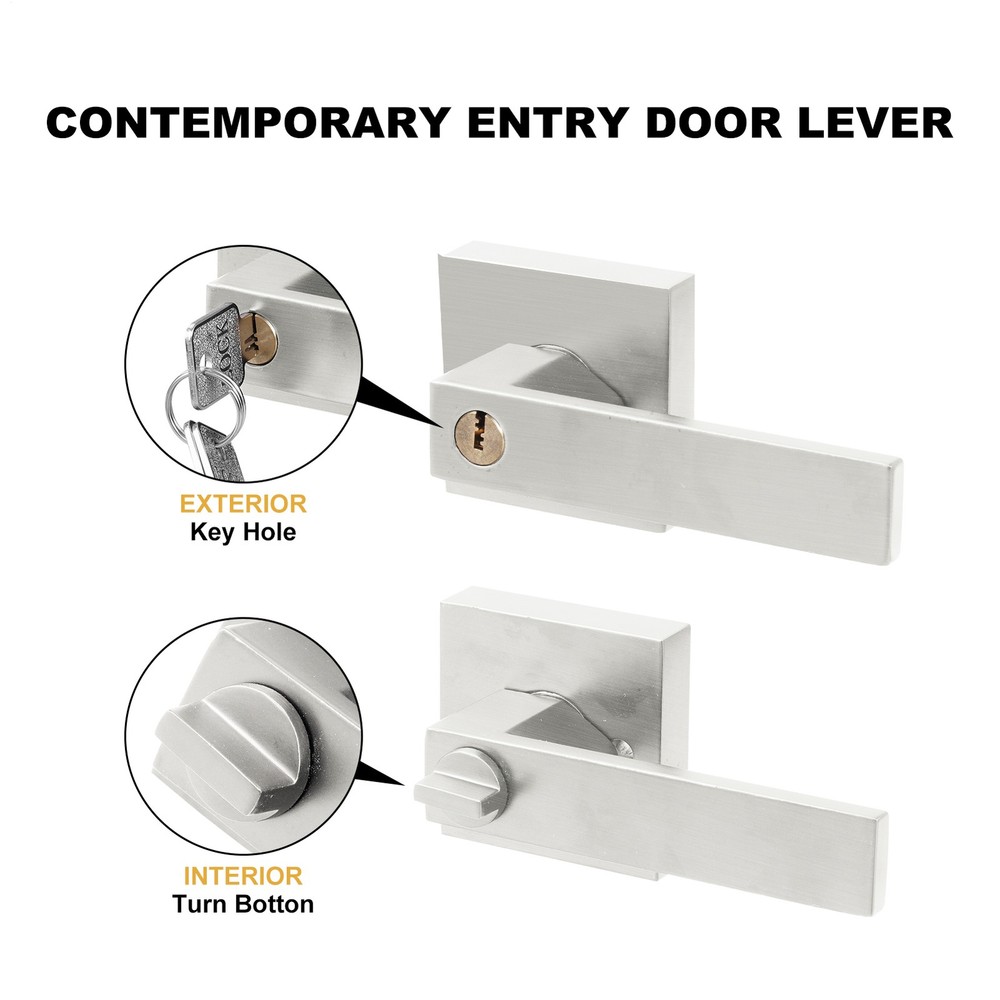 Silver Door Lever Privacy Passage Dummy Handle Interior Square Knobs 12 pack