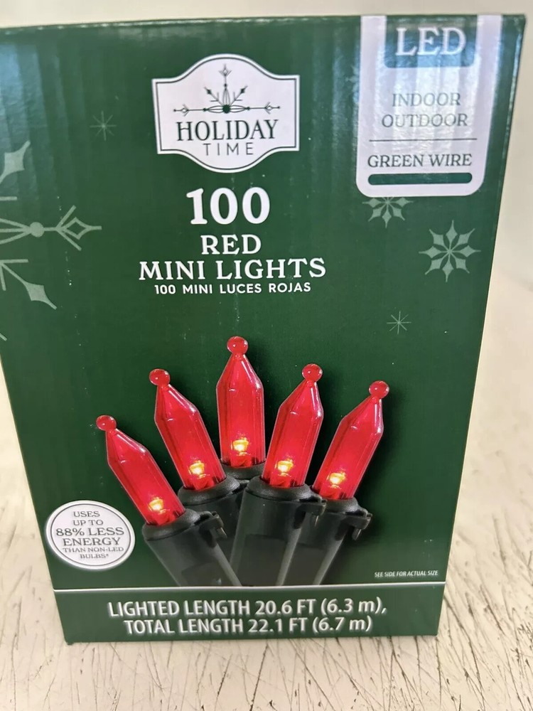 HOLIDAY TIME 100 RED MINI LED LIGHTS NEW