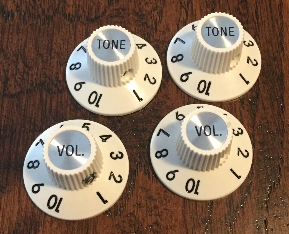 (4) AGED WHITE / Witch Hat Guitar Knobs / Vol Tone  / Set Screw / Jazzmaster
