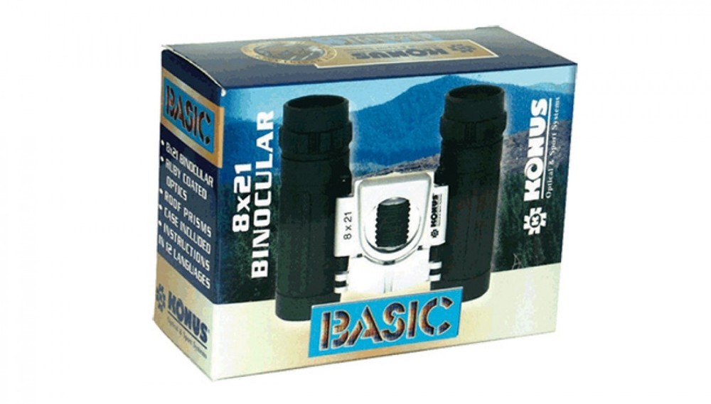 Konus Italia BASIC-8 8x21 Ruby Coated Binoculars Silver Bridge