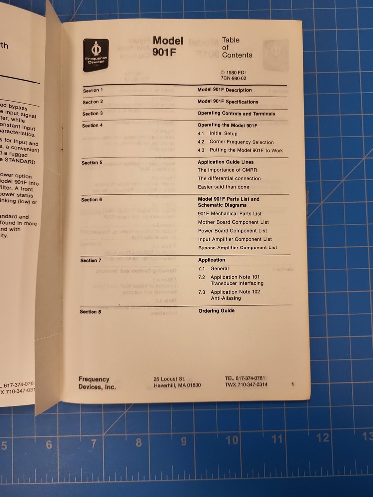 Frequency Devices 901F Lowpass Butterworth Filter Instrument Manual Guide