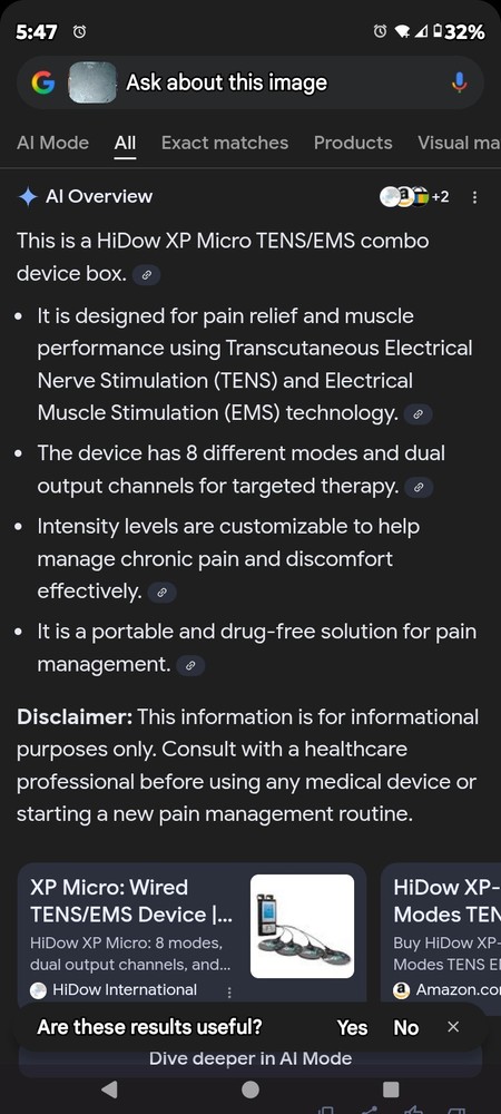 HiDow XP Micro TENS/EMS Combo Rechargeable Device New Open Box