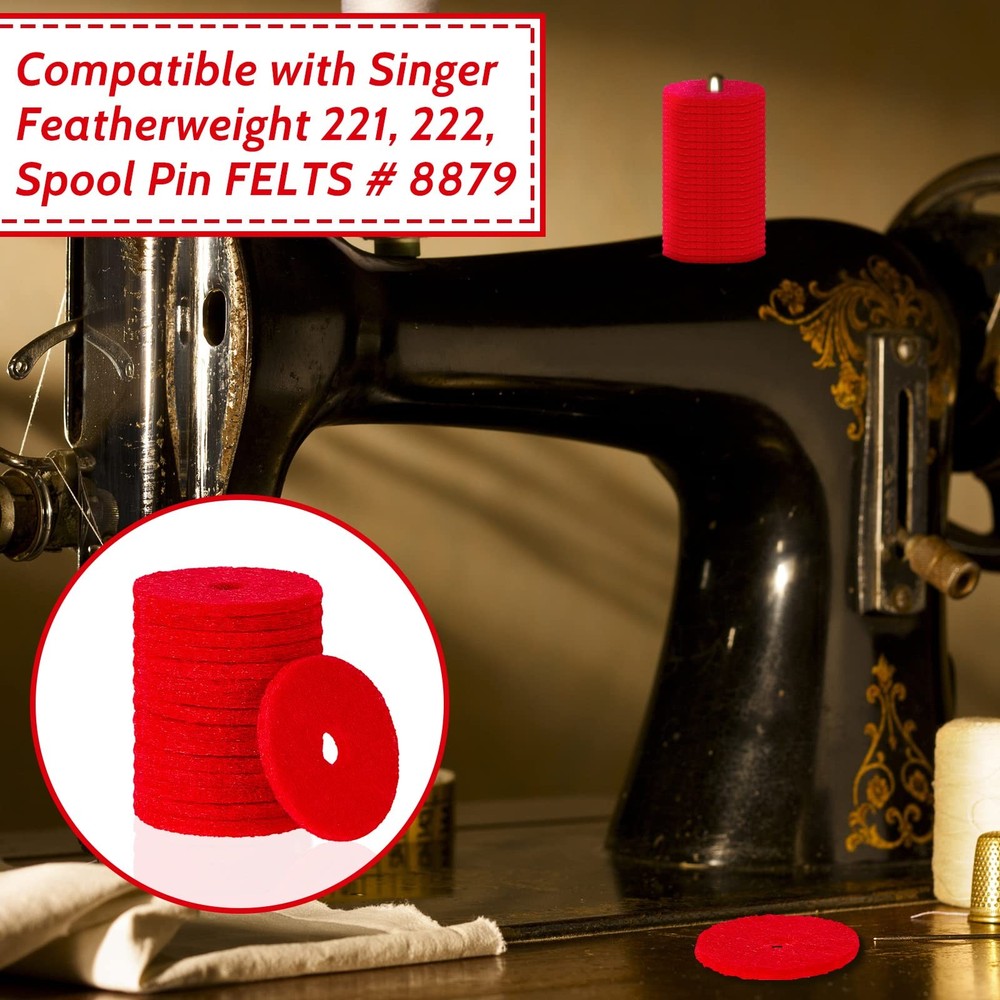 100 Pieces Sewing Machine Spool Pin Felt Pad Red Felts Thread...