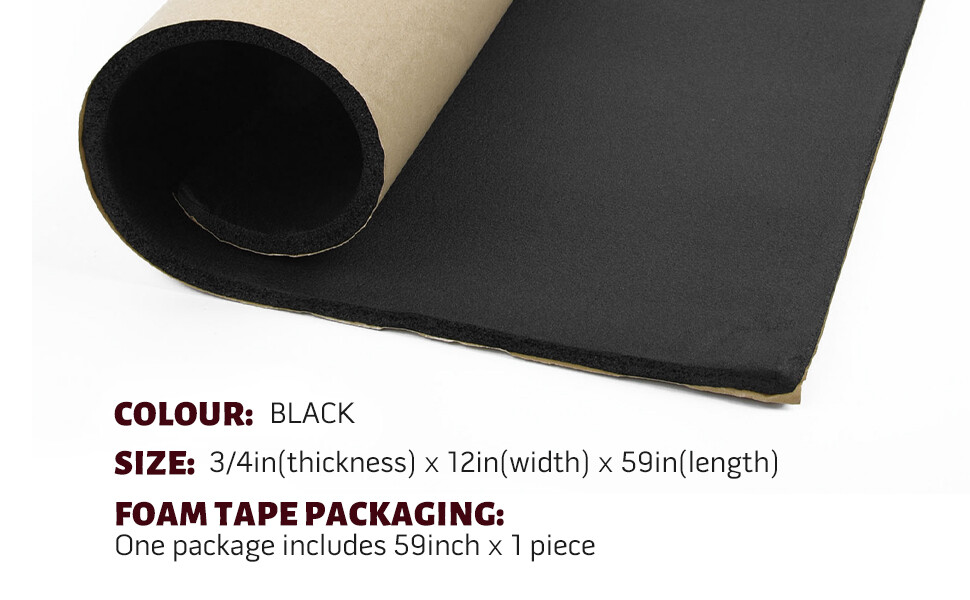 59"x12" 4/5" Thickness Adhesive Backed Foam Rubber Sheet Padding Insulation Pad