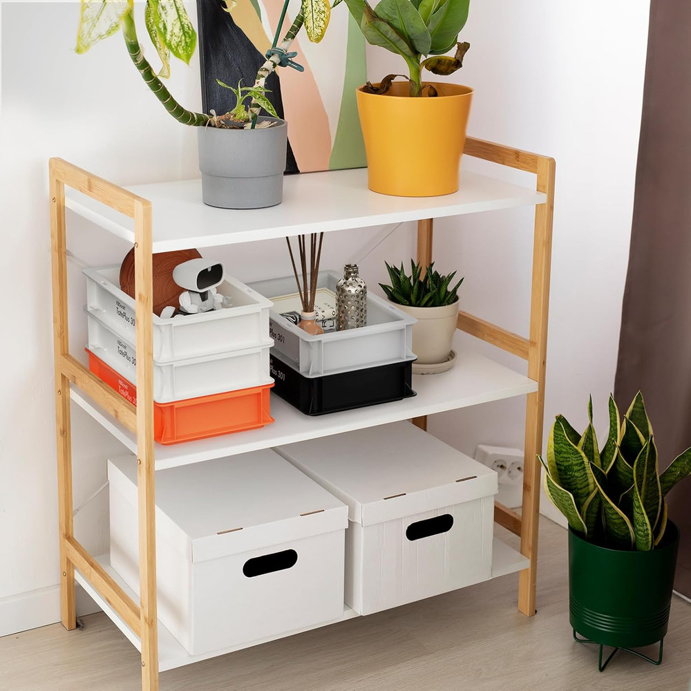 Stackable Storage Bin - Heavy-Duty Plastic Organizer Box and Tray With