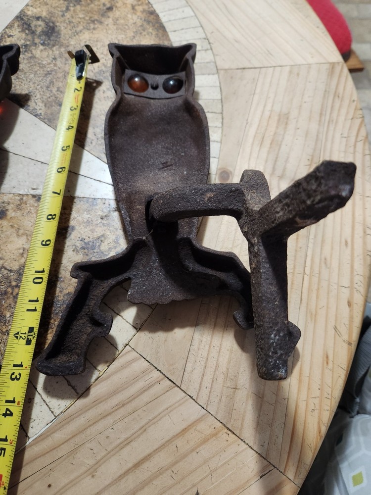 Antique Cast Iron Owl Andirons