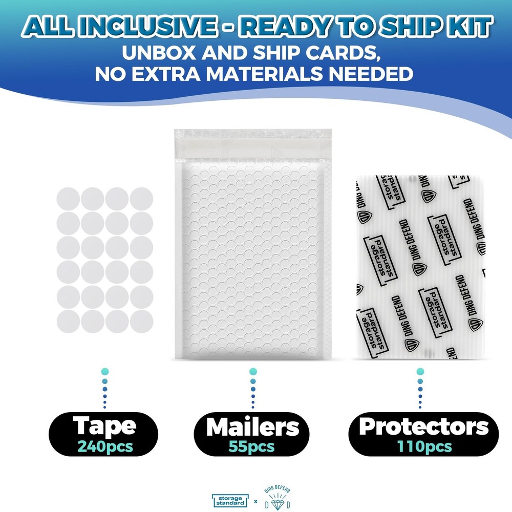 Ding Defend Card Shipping Kit Envelope Bubble Mailers - Includes 110 4’’ x 6’...
