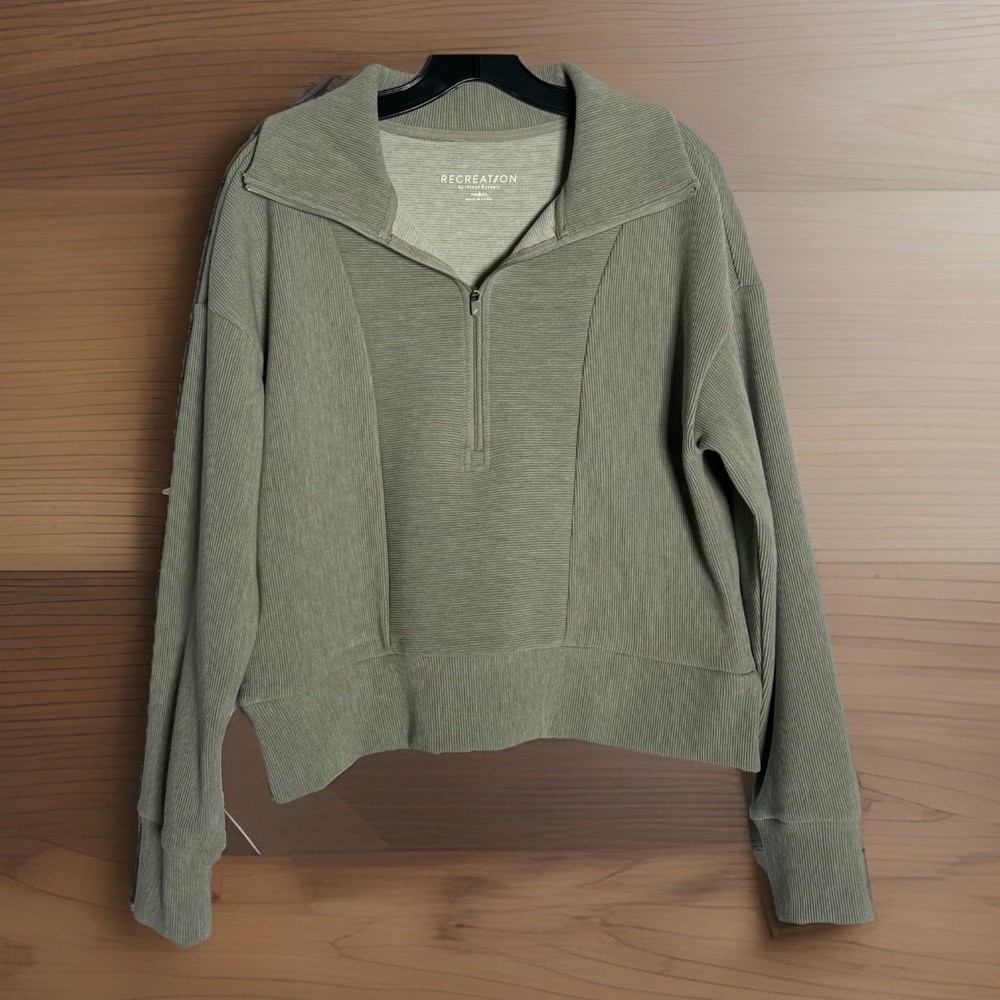 Thread & Supply Recreation ‘Kristine’ 1/2 Zip Pullover, Heather, Ribbed, MEDIUM