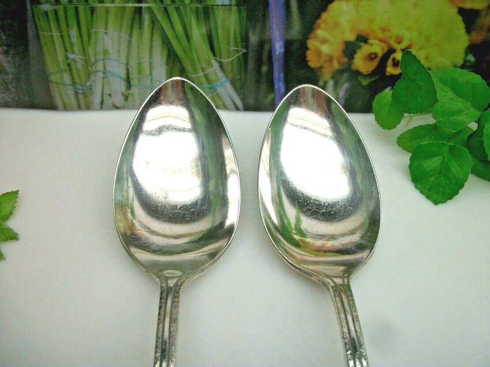 Vintage Oneida Rockford Silver BRADFORD Silverplate Solid Serving Spoons 1929