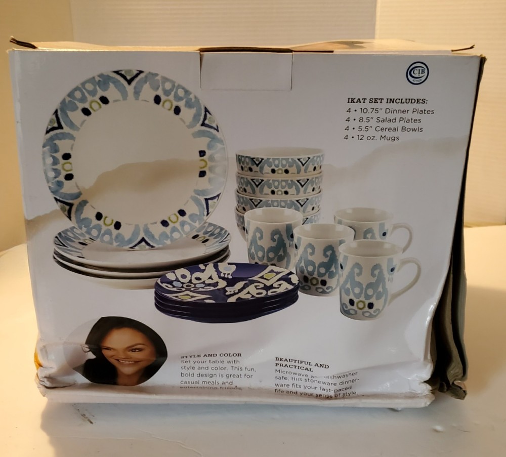 Rachael Ray Dinnerware Ikat 16-Piece Stoneware Dinnerware Set