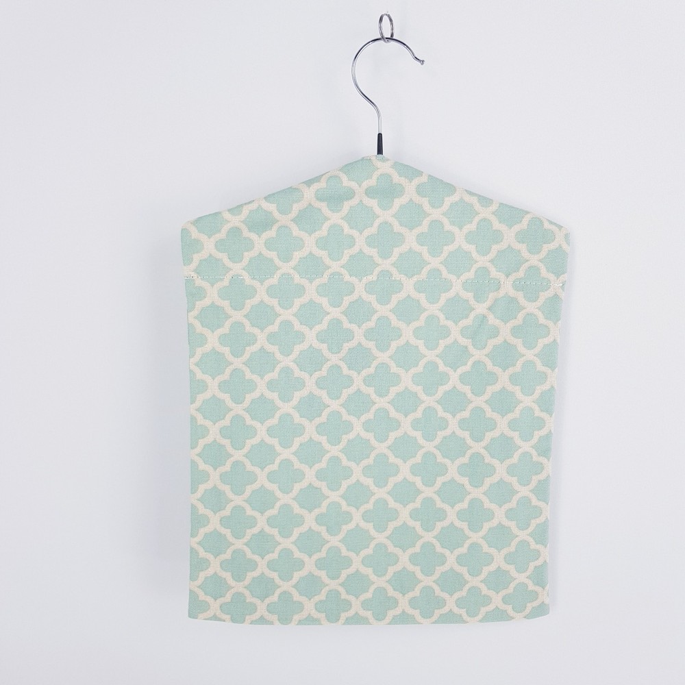 Peg Bag Handmade Green Cream Patterned Lined Laundry Clothes Peg Holder