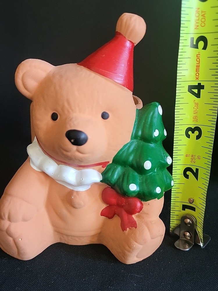 Vintage Christmas Bear Holding Tree Planter