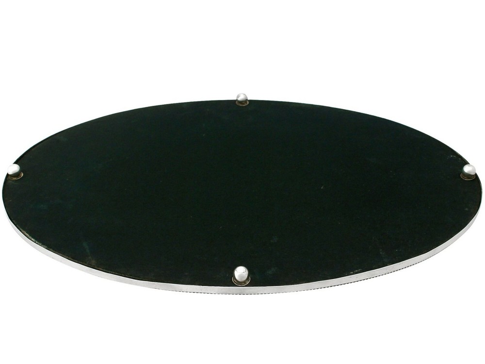Antique German Silver Mirrored Plateau, Circa 1900 Width 35cm