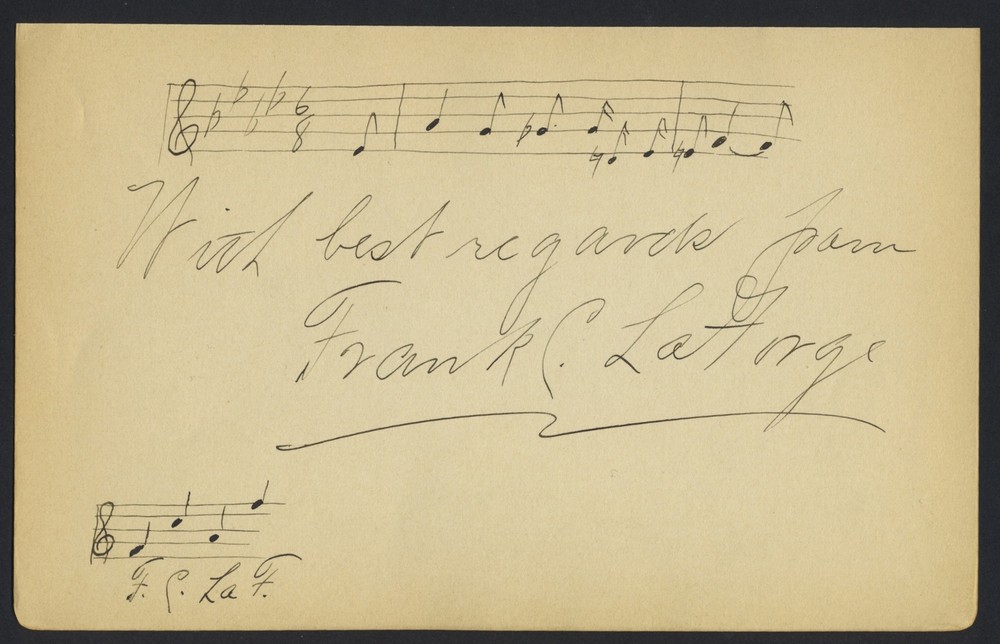 Frank LA FORGE (Pianist): Autograph Musical Quotation