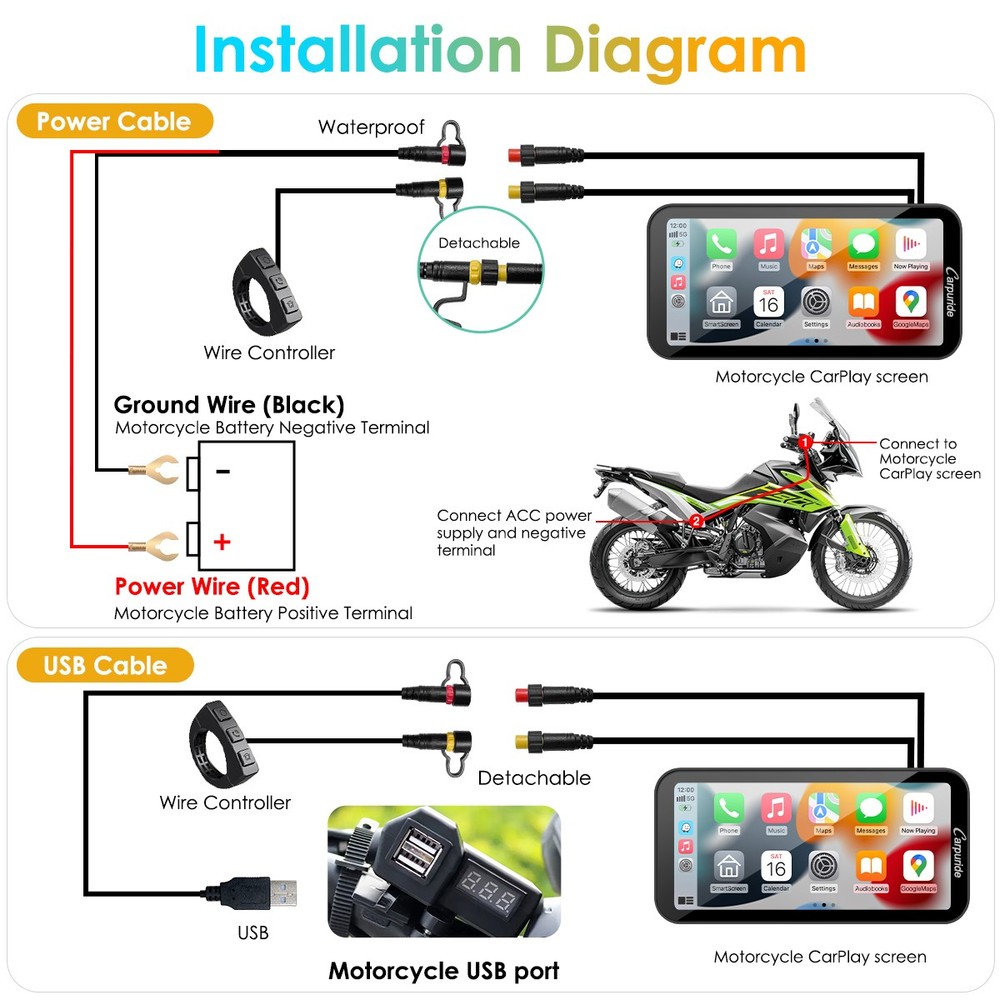 Carpuride W603 Wireless Carplay Android Auto Waterproof Motor Touchscreen GPS