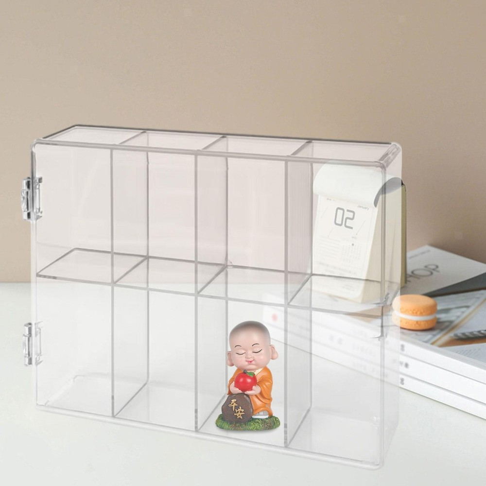 Figures Display Case Clear Display Case Figurine Rack Stackable 8 Grid Dustproof
