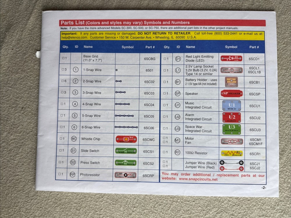 Elenco Electronics Snap Circuits 300 Experiments Kit #SC-100 Game Learning Toy