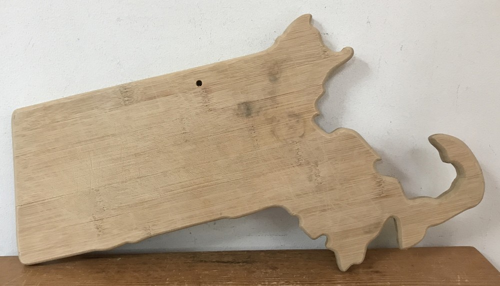 Totally Bamboo Solid Wooden Massachusetts Shaped Cutting Board Cheese Plate