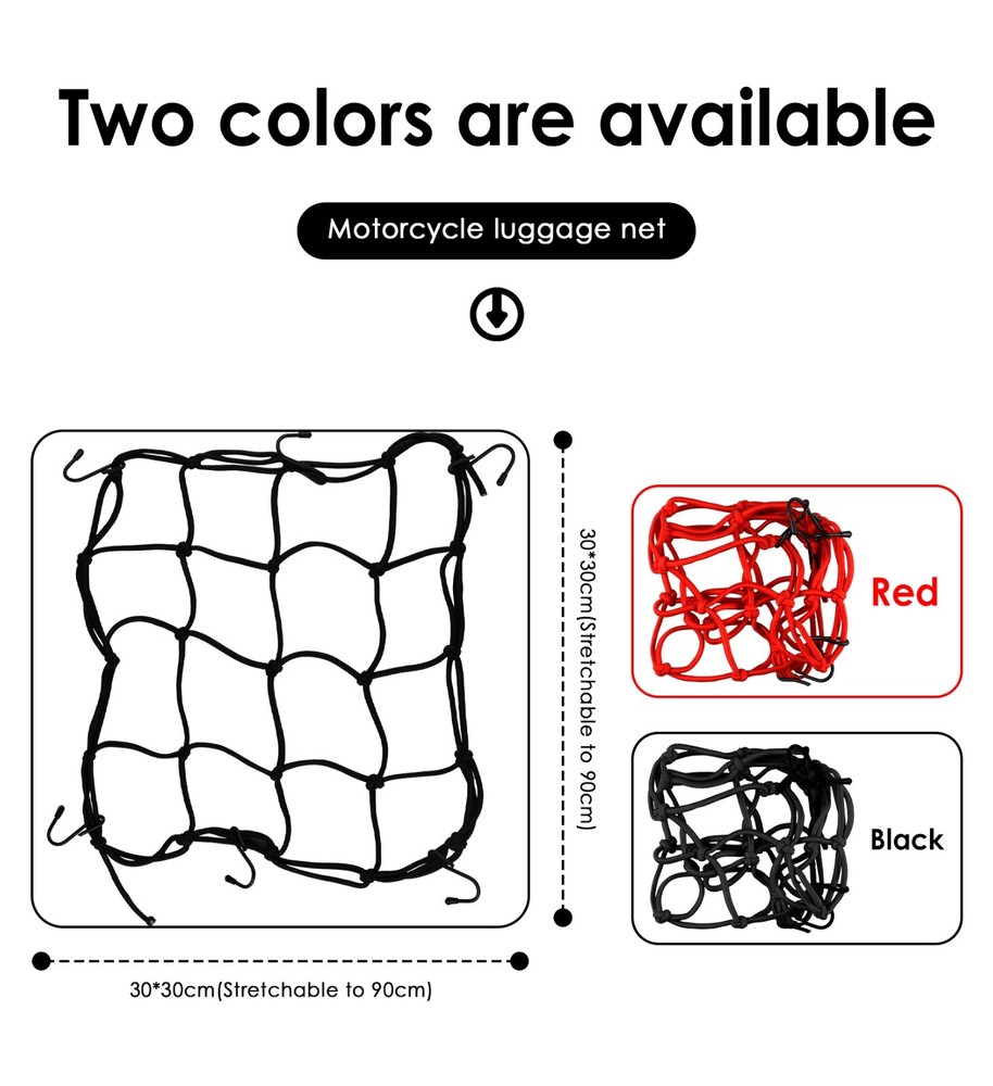 Cargo Net Motorcycle Helmet Mesh Tie Down Bungee Cord Adjustable Bungee +6 Hooks