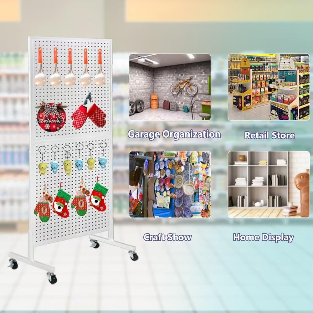 NectaCol 2'x 5' Standing Pegboard Display with T-Base, Pegboard Display Stand...