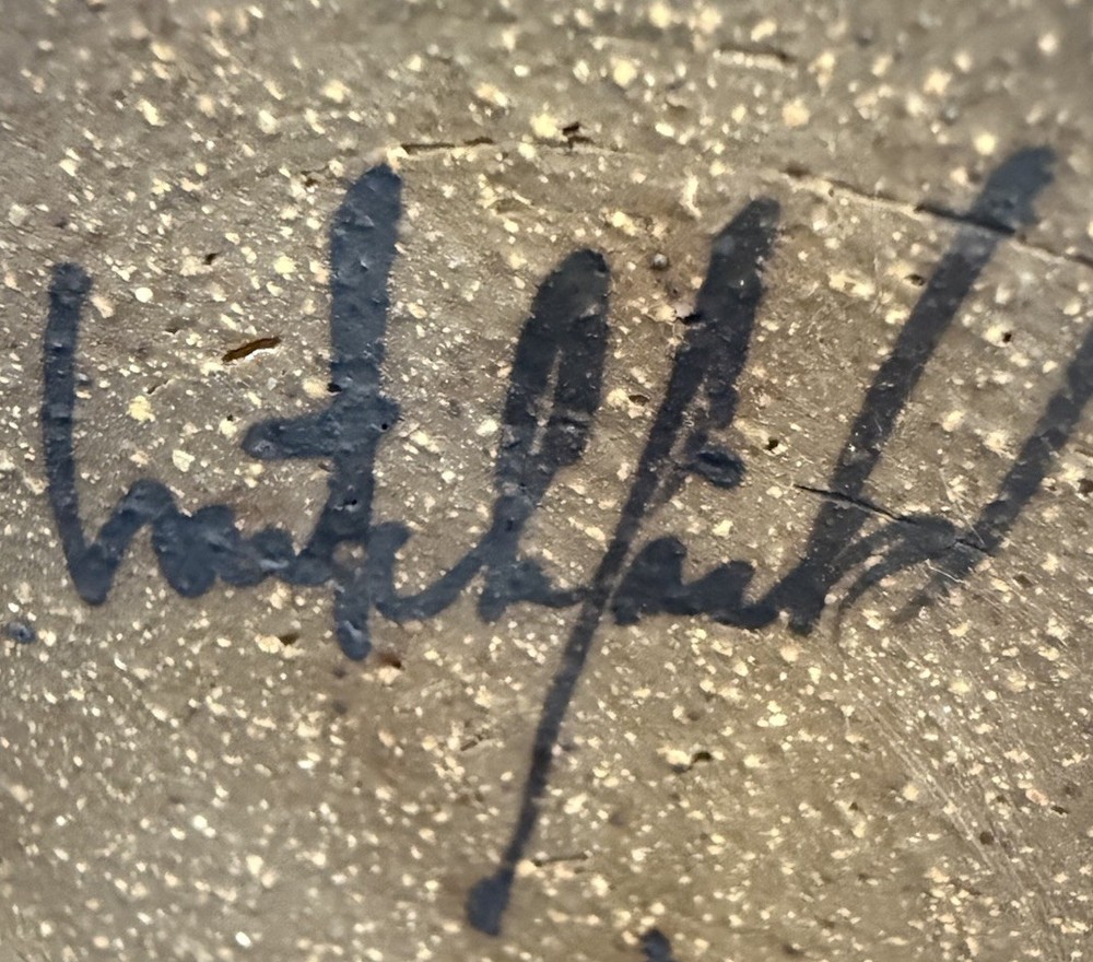 Handmade Pottery Pitcher, Brown/Rust Glaze, Knob Handle, Signed Rustic