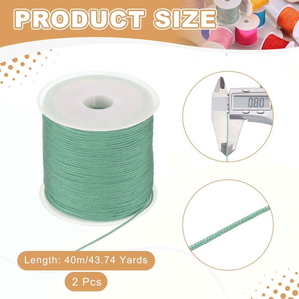2 pcs 0.8mm String for Bracelets, 44 Yards Beading Thread(Peacock Green)