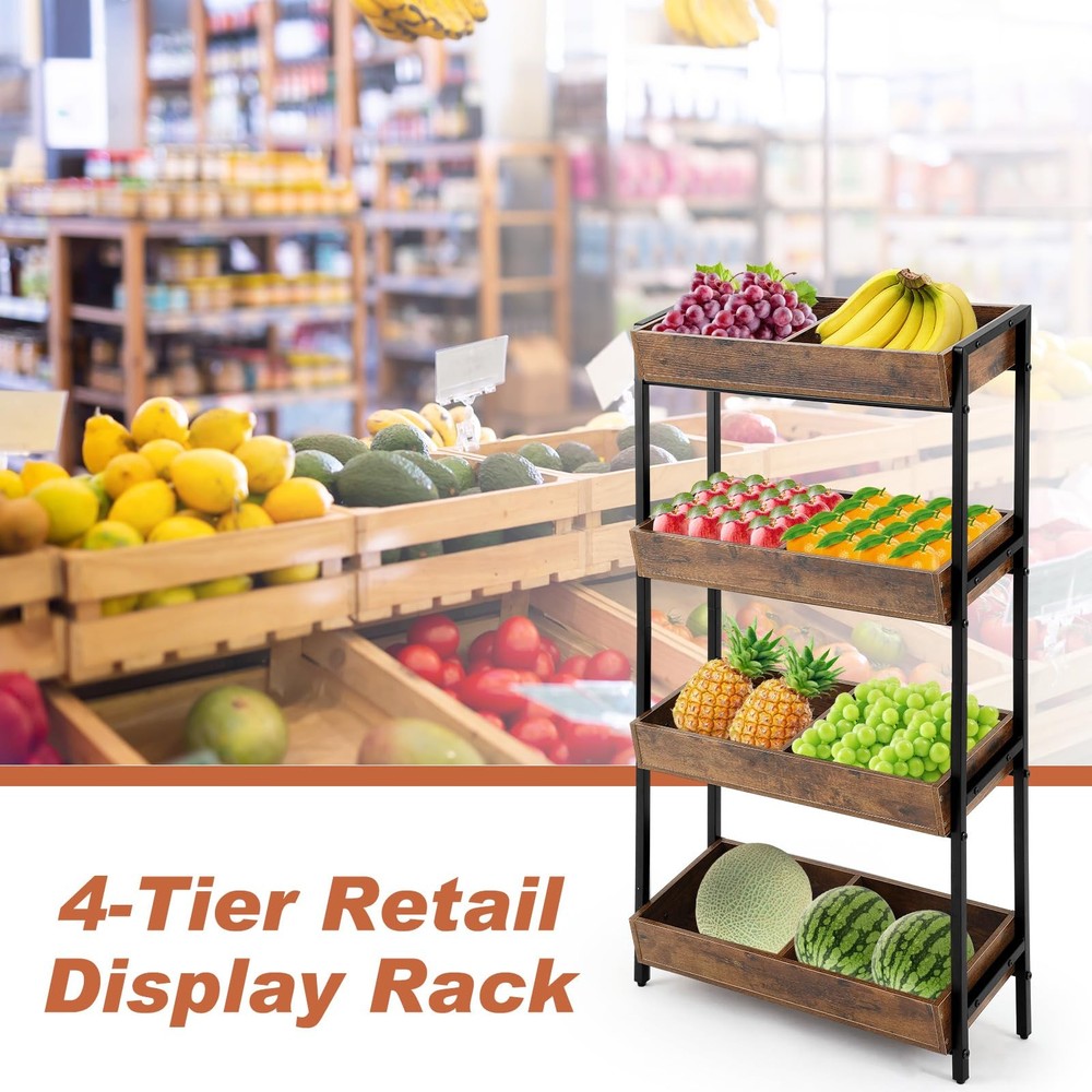4 Tier Retail Display Shelf Concession Candy Chip Snack Rack, neutral