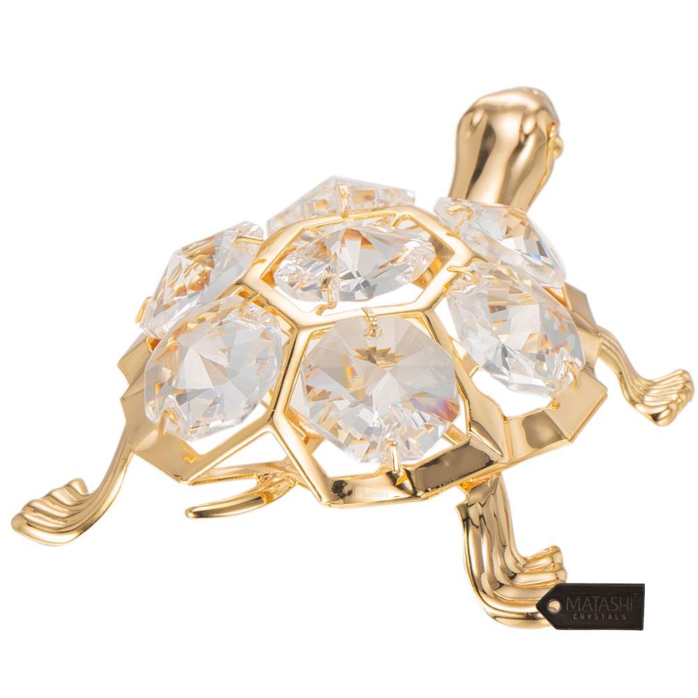 24K Gold Plated Crystal Studded Turtle Ornament by Matashi