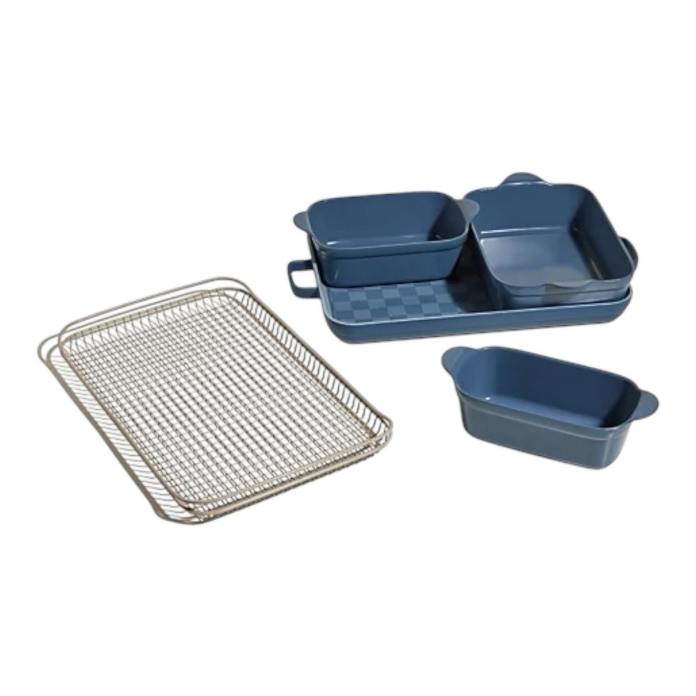 Our Place 6-Pc Nesting Ceramic Nonstick Bakeware& Accessories Set BLUE SALT READ