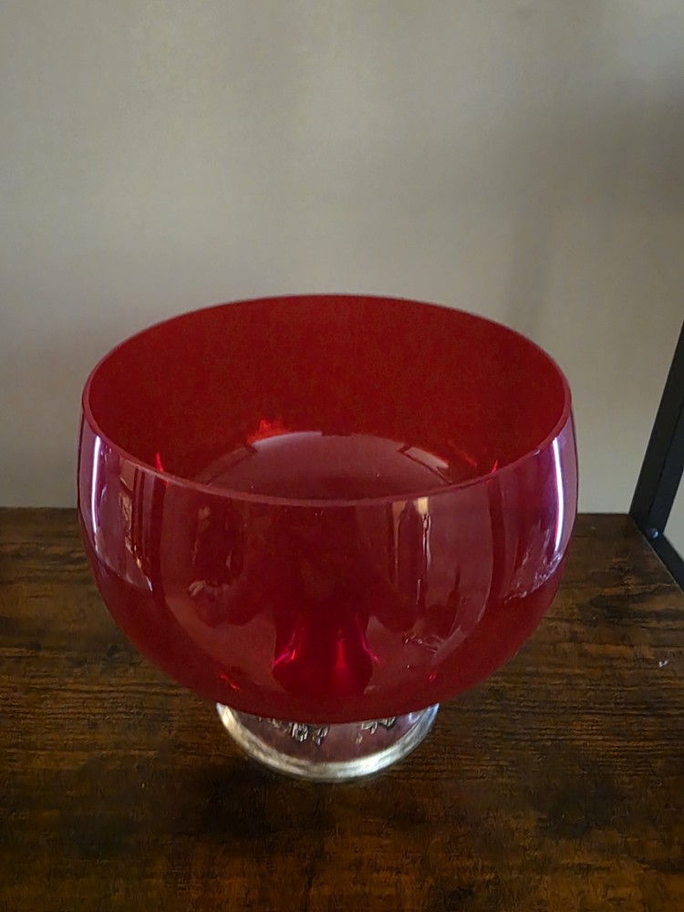 Vintage Gorham Sterling Base Ruby Red Compote