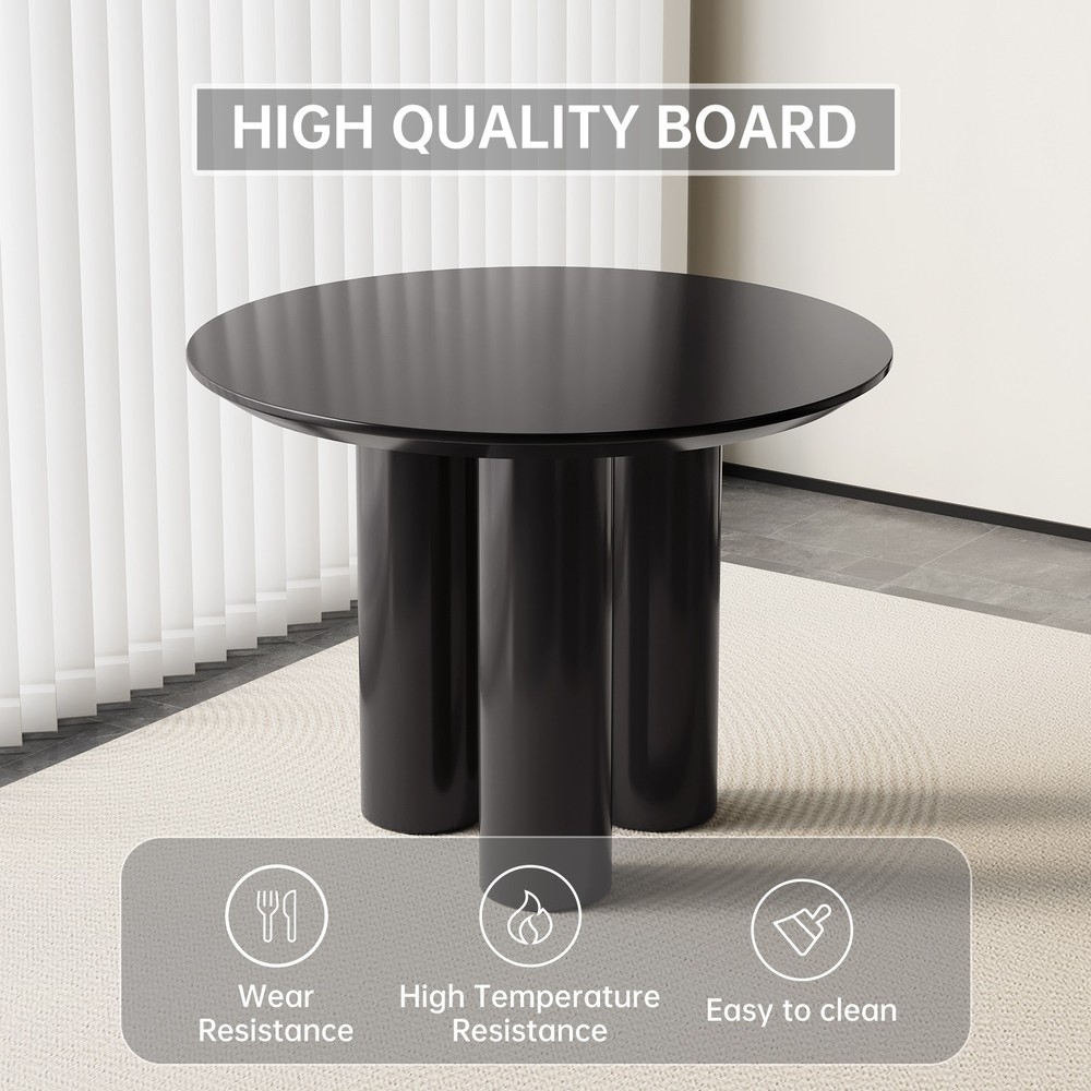 39" Round Dining Table Black Modern Kitchen Table Dining Room Table for 2-4
