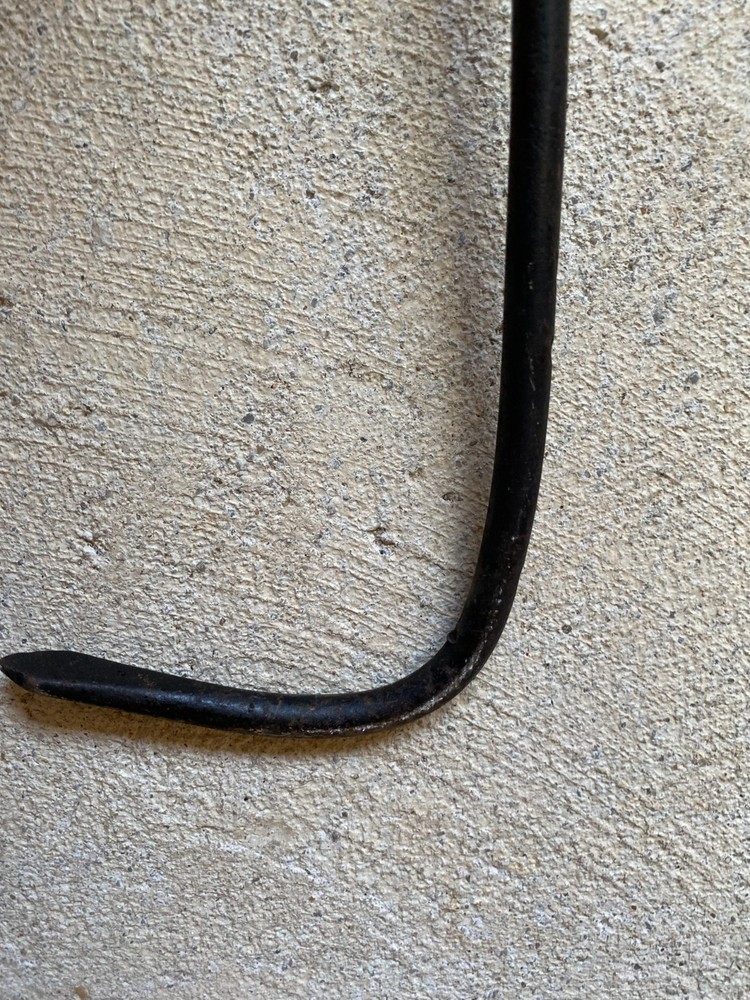Vtg 20" Long Cast Iron Coil Handle Fire Stove Poker Hook Coil Spring Handle