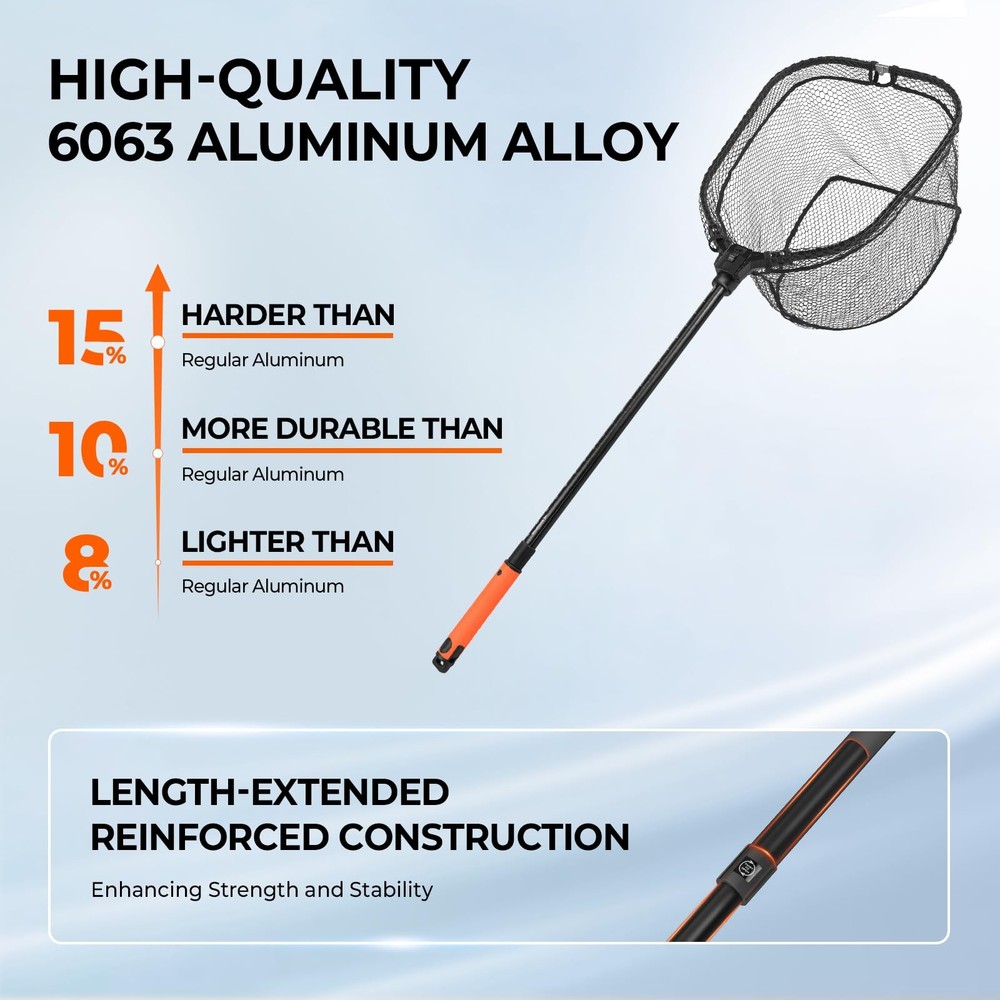 Brutus Folding Landing Net with Boat Hook, Foldable, Extendable, Lightweight & S