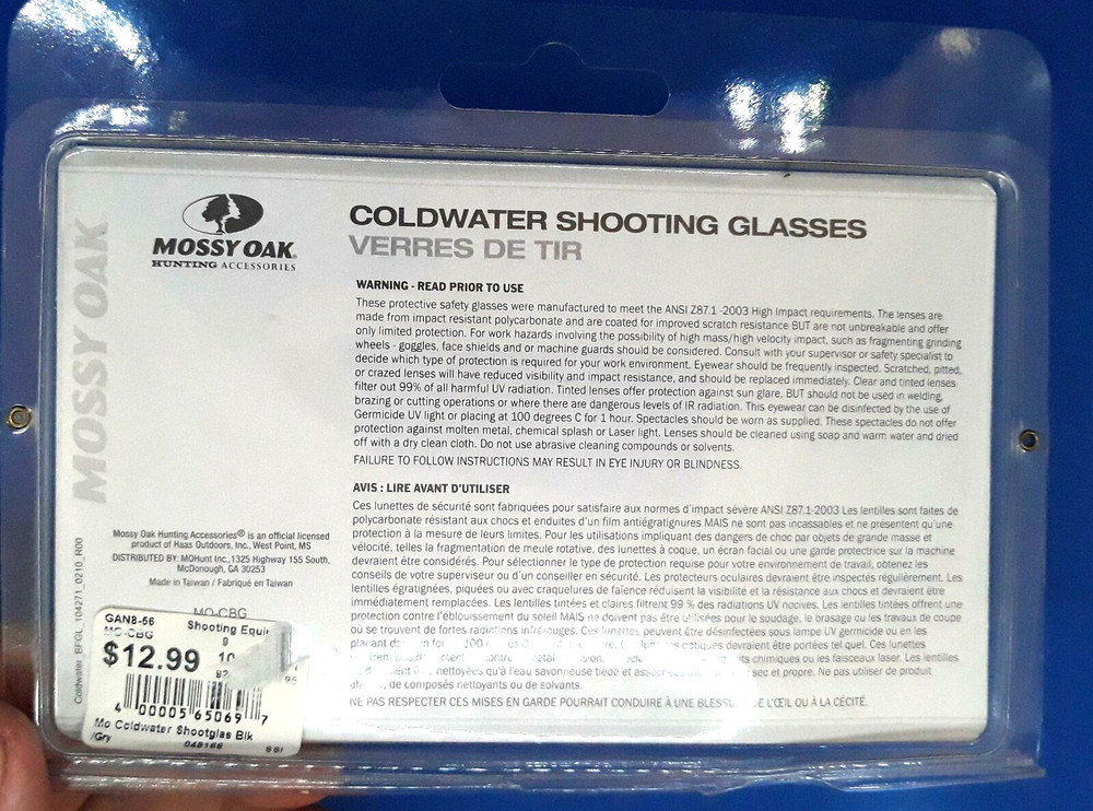 Mossy Oak Coldwater Black/Grey Shooting Glasses MO-CBG