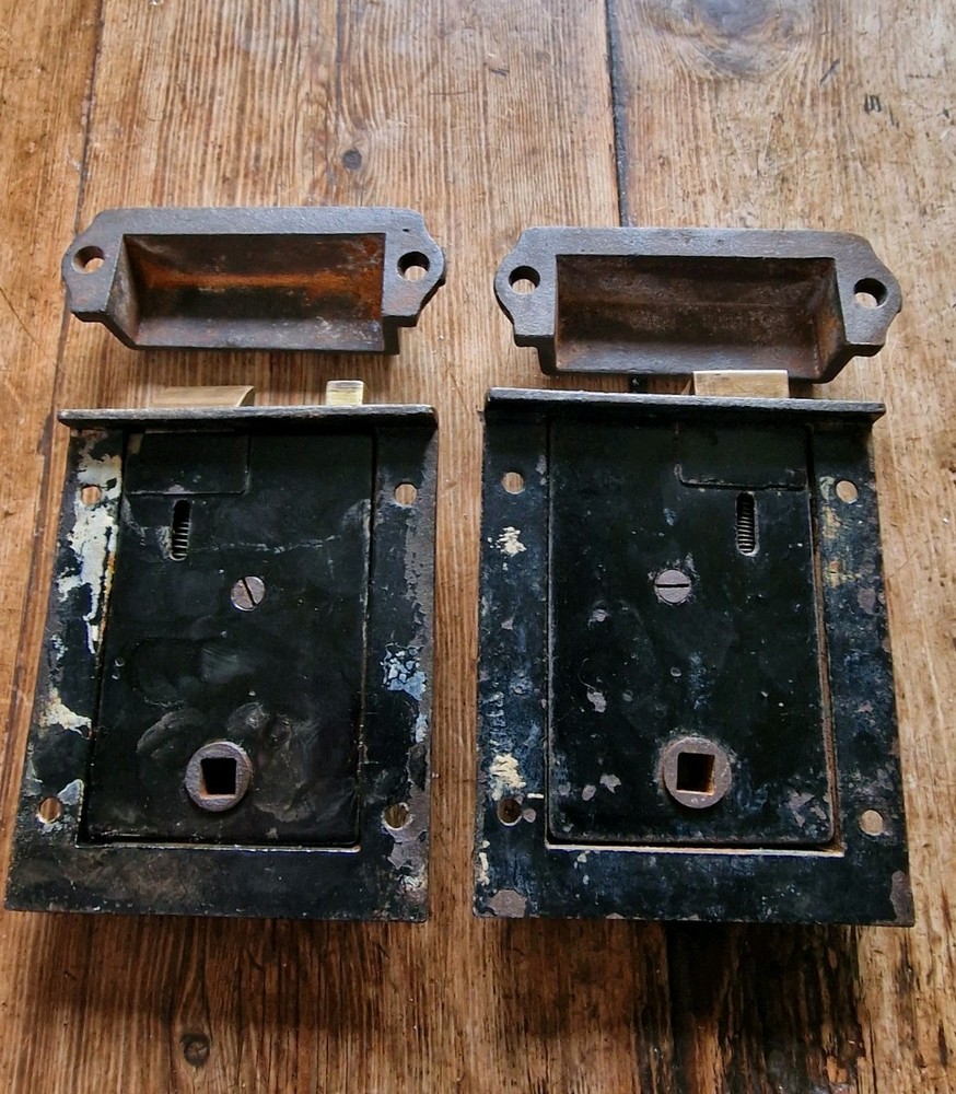 Antique Cast Iron Privacy Lock & Victorian Gothic Cast Iron Keep 1 Left